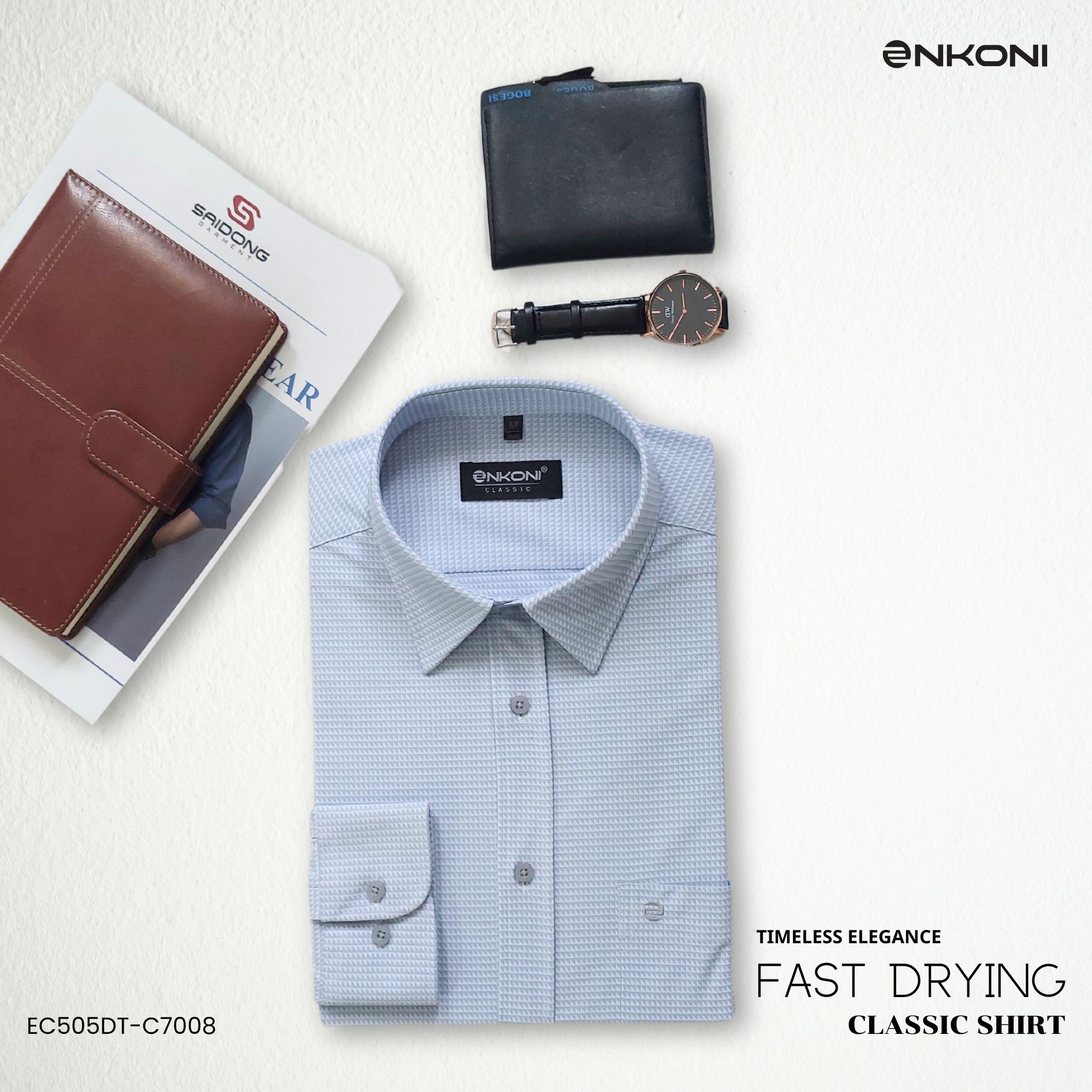 áo sơ mi nhanh khô Classic Enkoni C7008