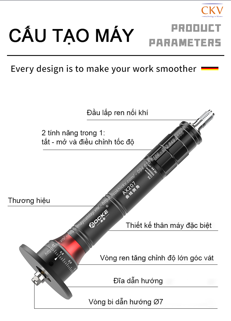 Cấu tạo bút vát mép CKV-AX207S