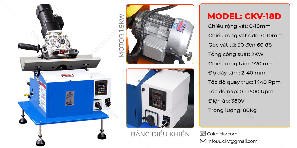 Ngoại quan & thông số kỹ thuật của máy vát mép CKV-18D