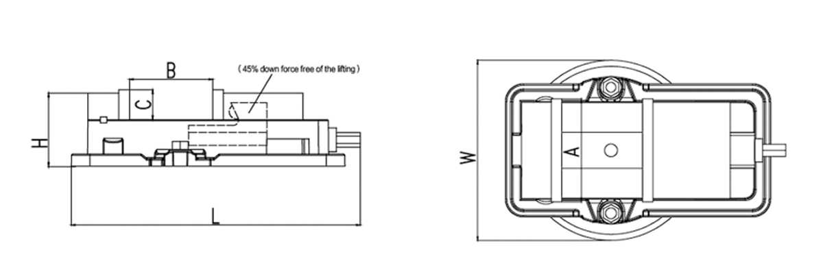 Hình minh họa kích thước Eto kẹp cơ CKV-QM16