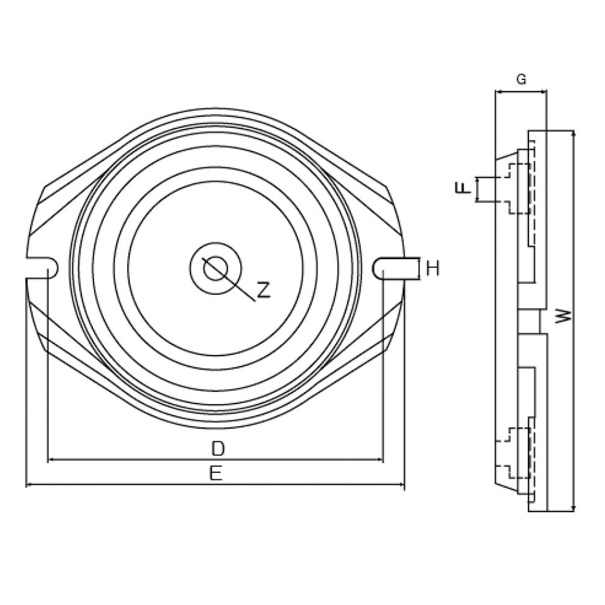 Hình minh họa kích thước đế xoay dùng cho Eto kẹp cơ CKV-QM16