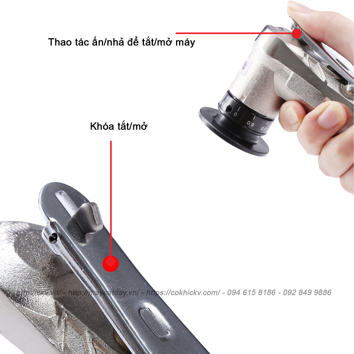 Khóa bấm tắt/mở của máy vát mép mini