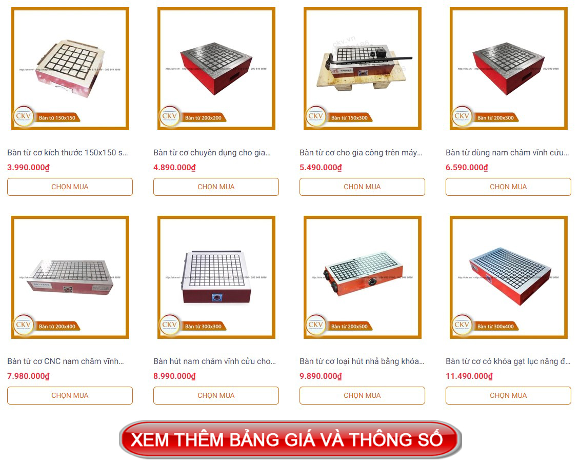 Bàn từ cơ nam châm vĩnh cửu cho máy phay CNC