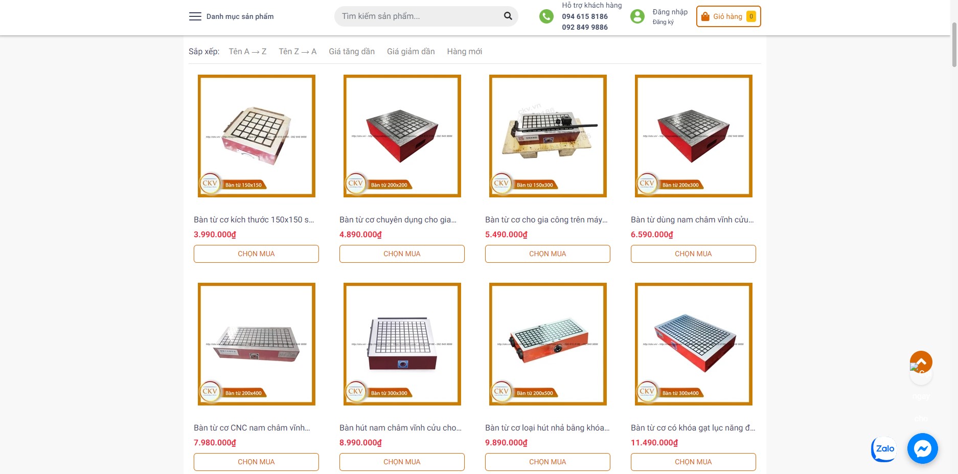 Bảng giá và kích thước bàn từ cơ nam châm vĩnh cửu chuyên dụng