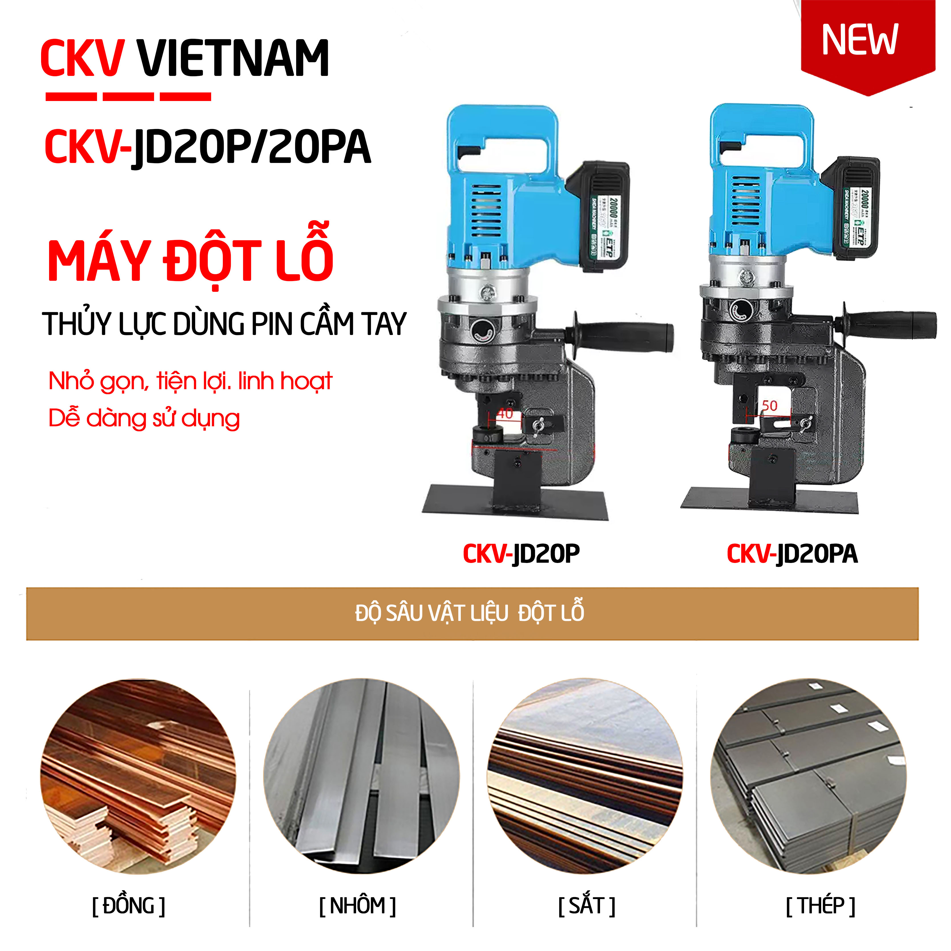 CKV-JD20P/JD20PA Đột lỗ trên nhiều loại vật liệu kim loại