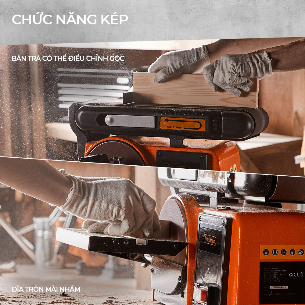 Máy mài đai để bàn có chức năng kép