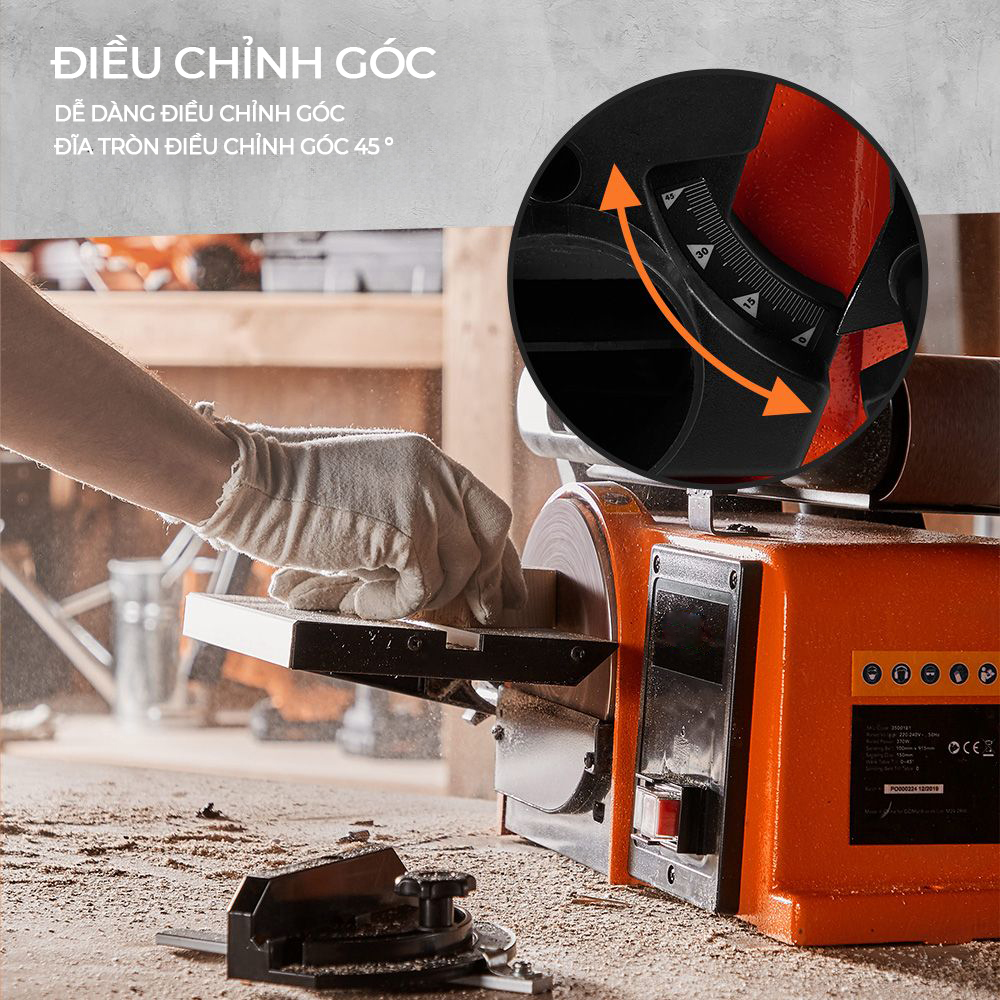 Đĩa tròn trên máy mài đai điều chỉnh góc linh hoạt