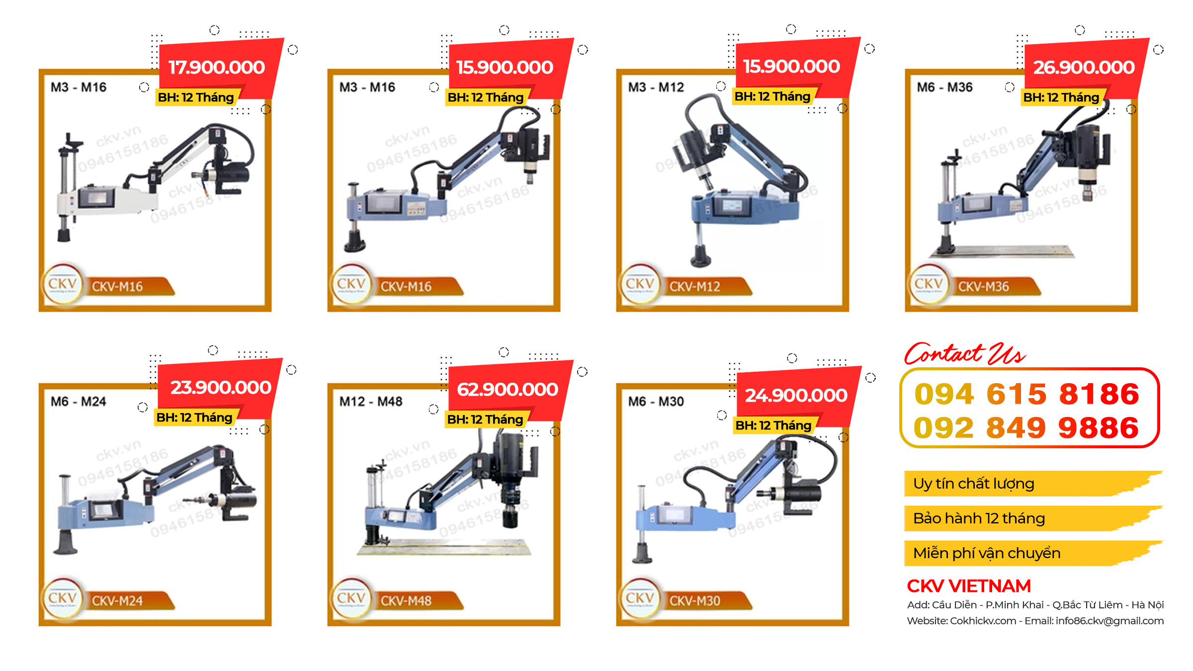 Bảng giá một số máy taro cần điện tại CKV VIETNAM