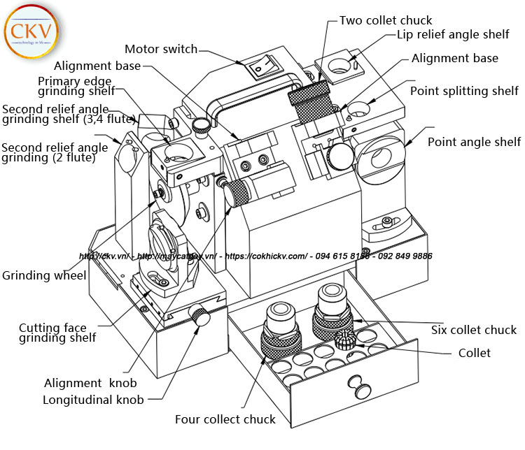 Cấu tạo máy Máy mài dao phay ngón và mũi khoan MR-F6