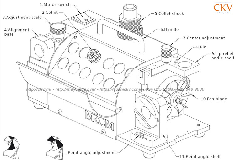 Cấu tạo chi tiết Máy mài mũi khoan MRCM MR-13A