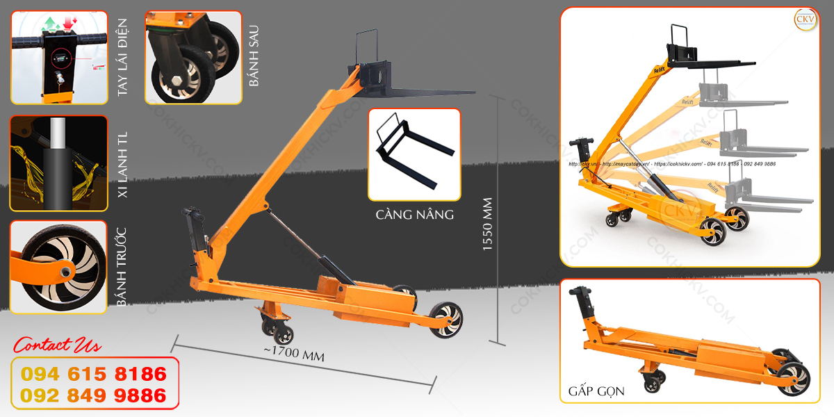 xe nâng điện phụ trợ CKV-03TL1 càng nâng