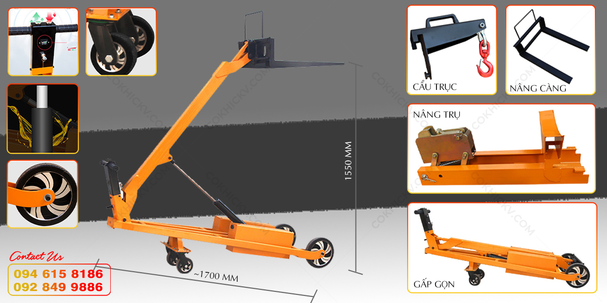 Ngoại quan & thông số kỹ thuật của xe nâng điện phụ trợ CKV-03TL