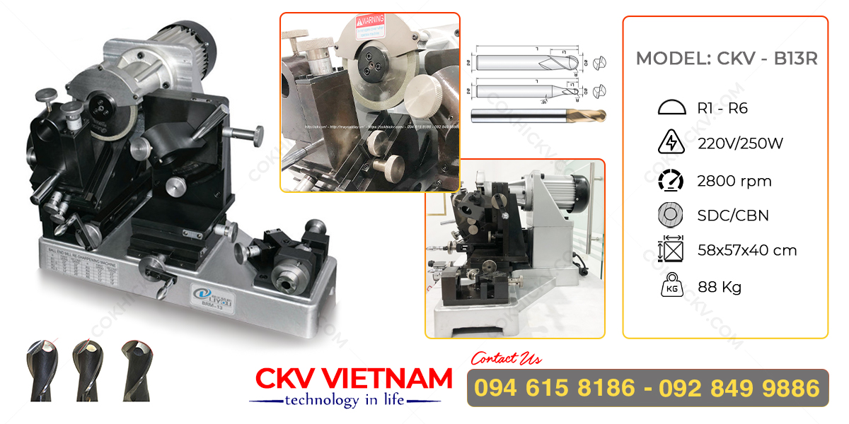 Ngoại hình & thông số kỹ thuật của máy mài dao phay cầu CKV-B13R