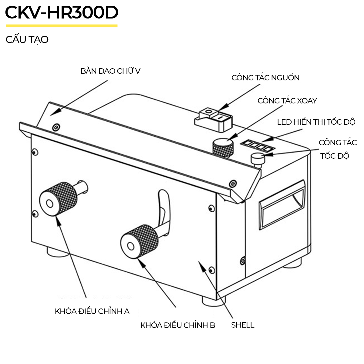 Cấu tạo máy vát mép để bàn CKV-HR300D