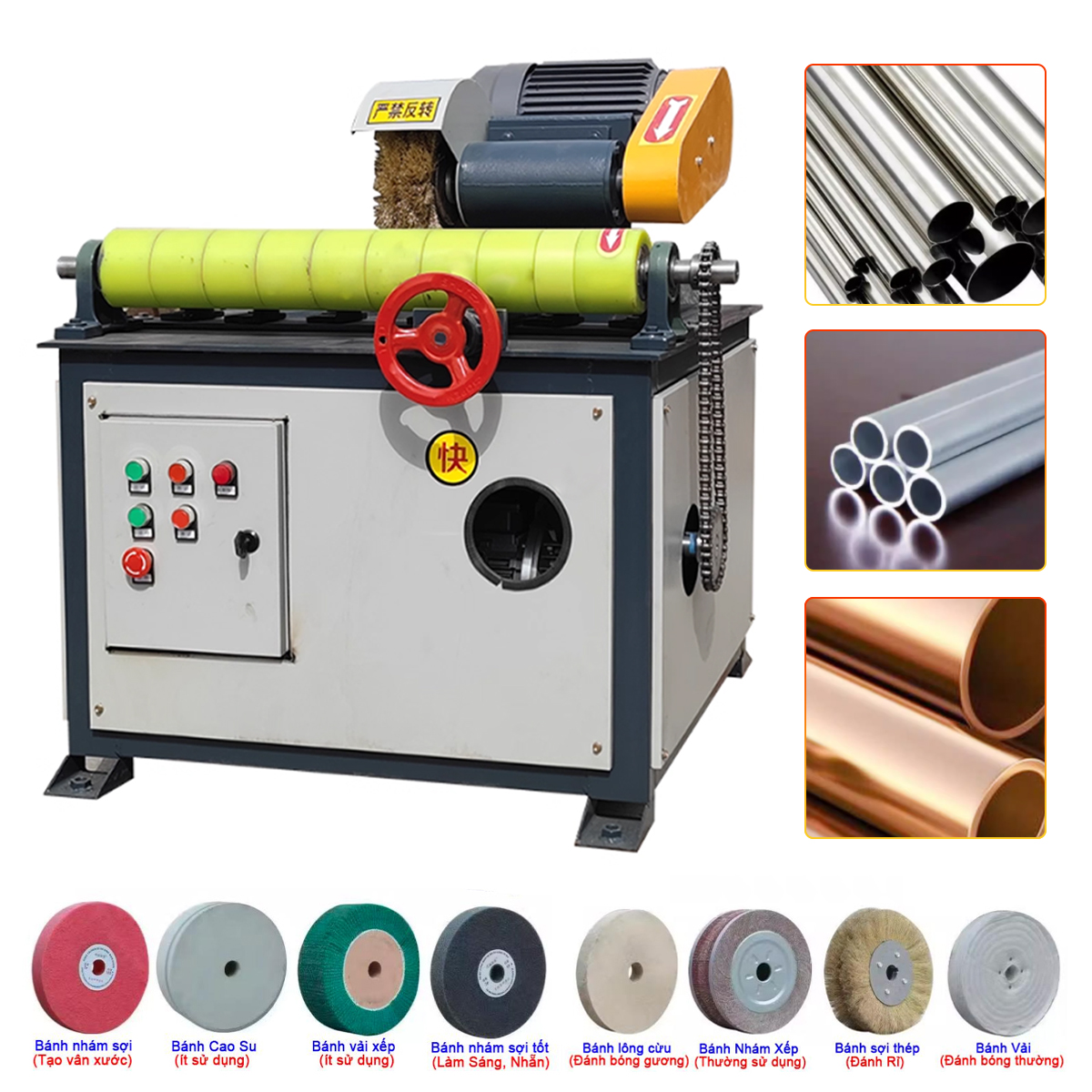 Máy chà nhám & đánh bóng ống tròn CKV-MTA120 & 1 số loại bánh mài