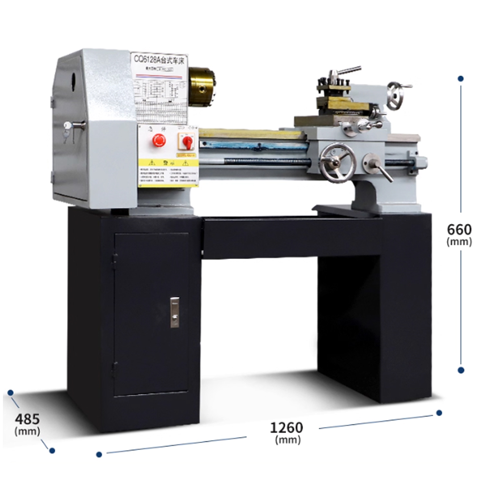 Máy tiện cơ CQ6128A với kích thước kèm bàn đỡ