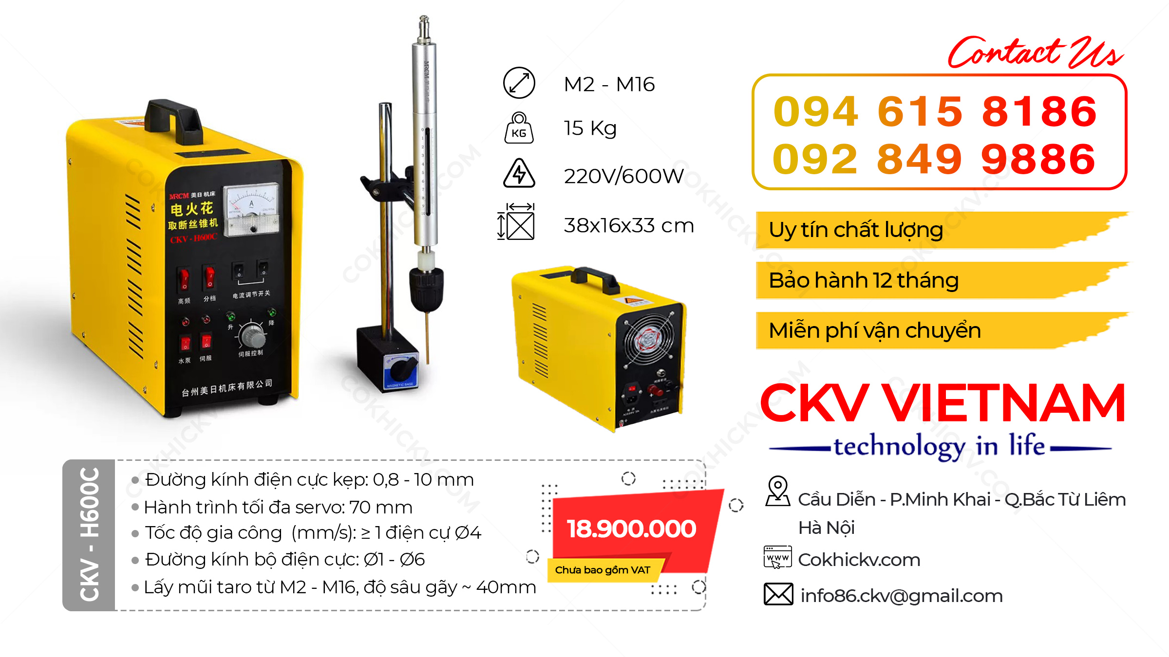 Máy xung phá mũi taro M2-M16 CKV-H600C