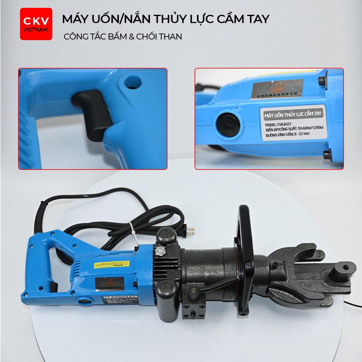 Máy uốn/nắn thép thủy lực cầm tay D8-D22 9