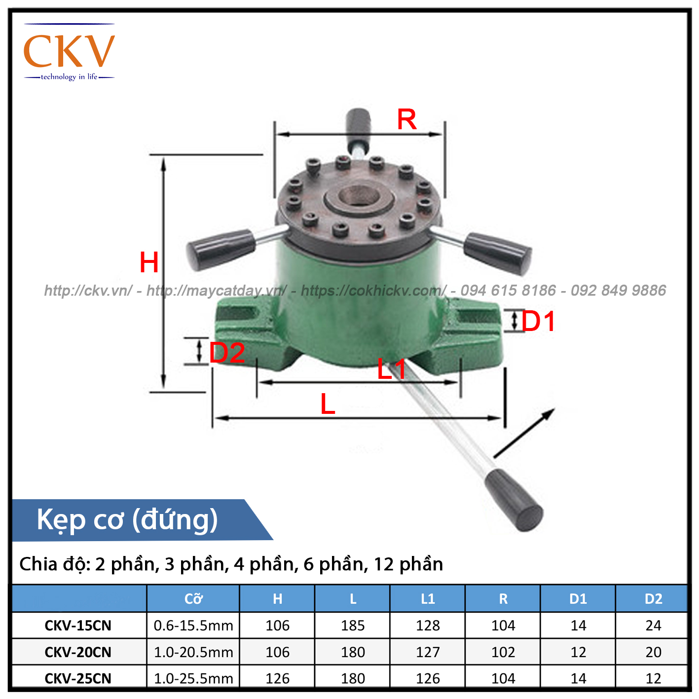 Gá kẹp cơ - đứng - chia độ