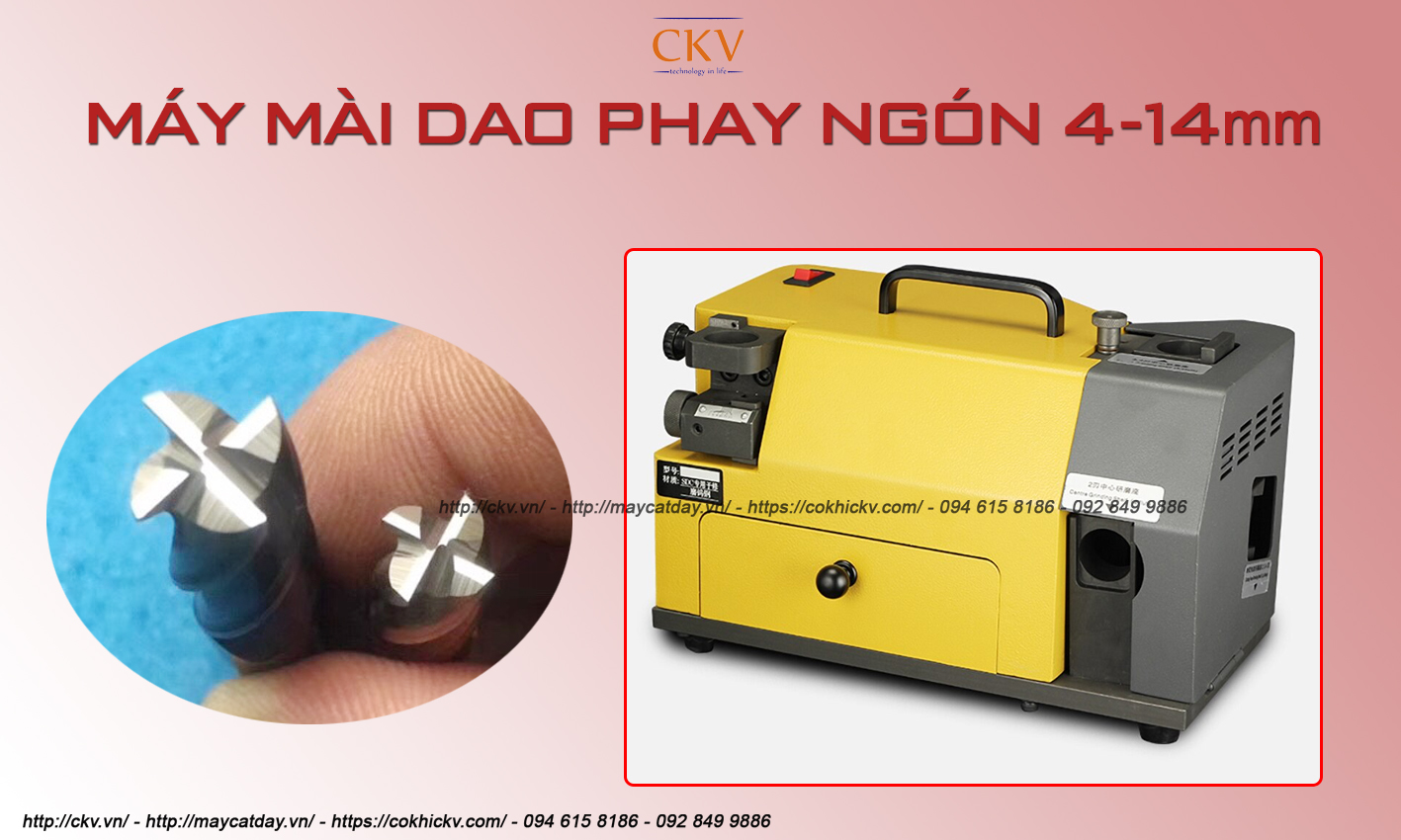 Máy mài dao phay ngón chuyên dụng để bàn 14mm CKV-H1