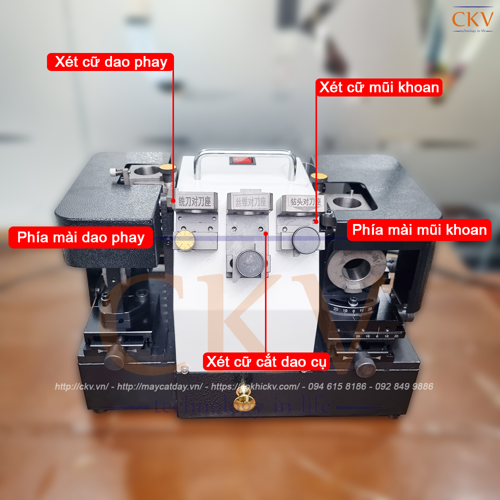 3 cổng xét cữ mài trên máy mài đa năng GD-313A