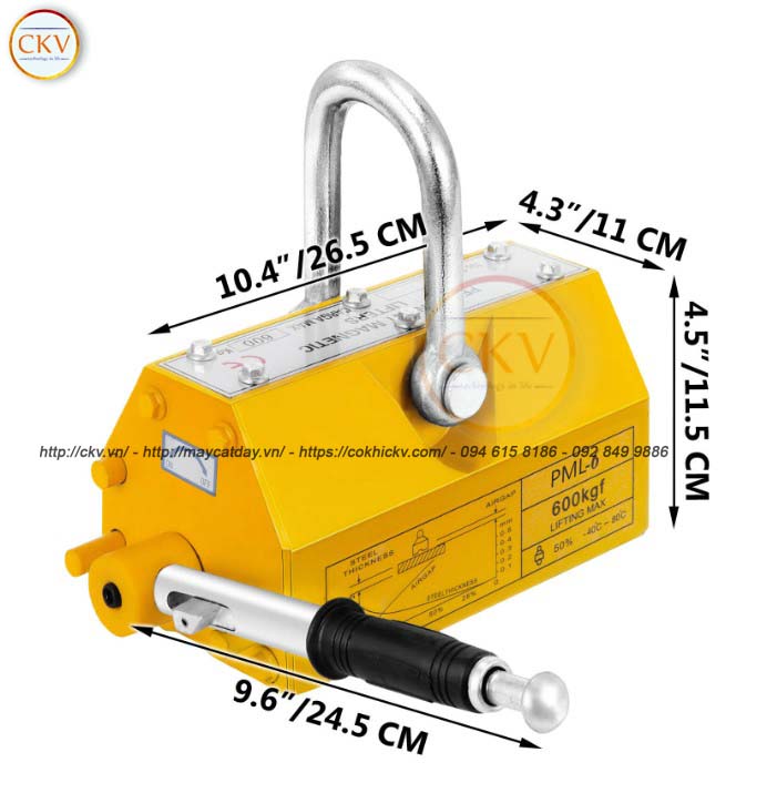 Cẩu nam châm từ loại 600kg có tay gạt