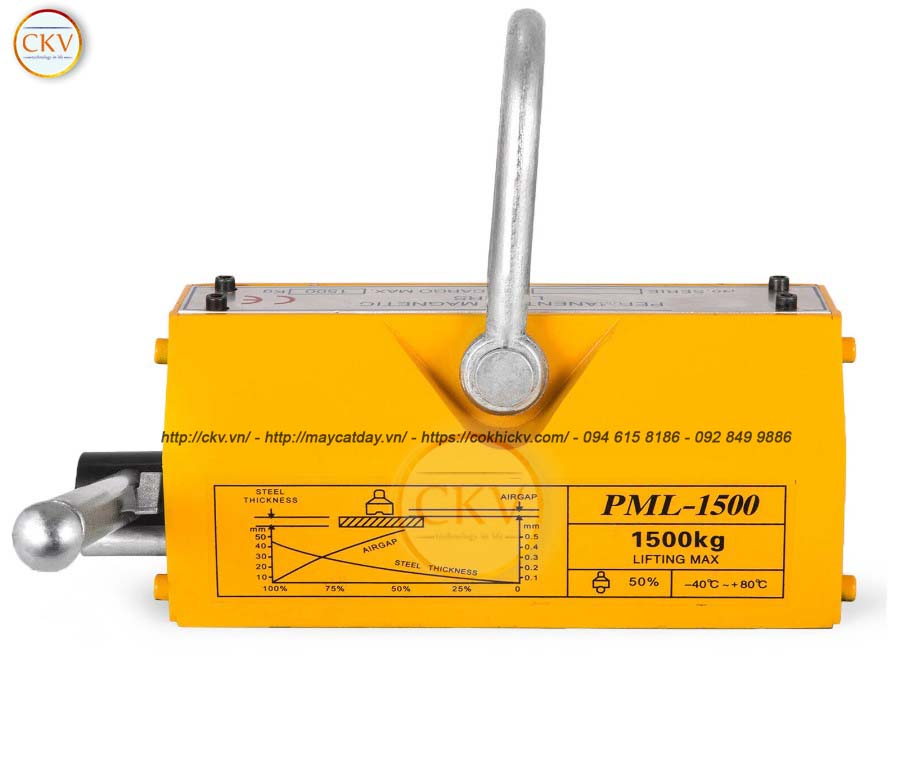 Cẩu từ nâng gạ kiểu cơ gạt tay lõi nam châm tải trọng 1,5 tấn