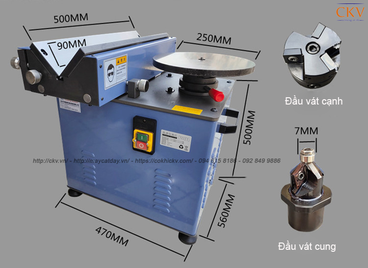 Máy vát mép tích hợp chức năng bàn trượt và đĩa tròn