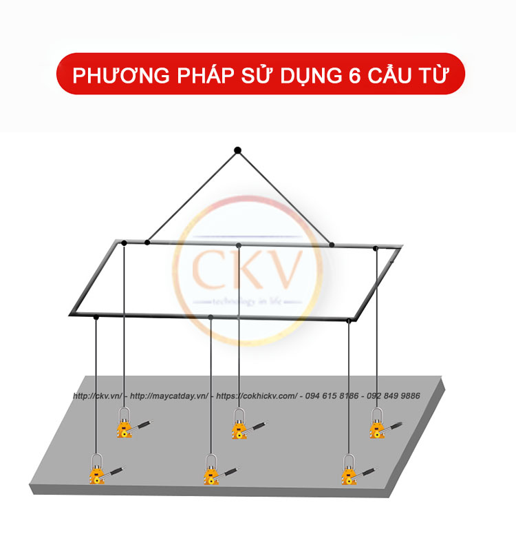 Cách nâng hạ bằng 6 chiếc nam châm hút từ gạt tay