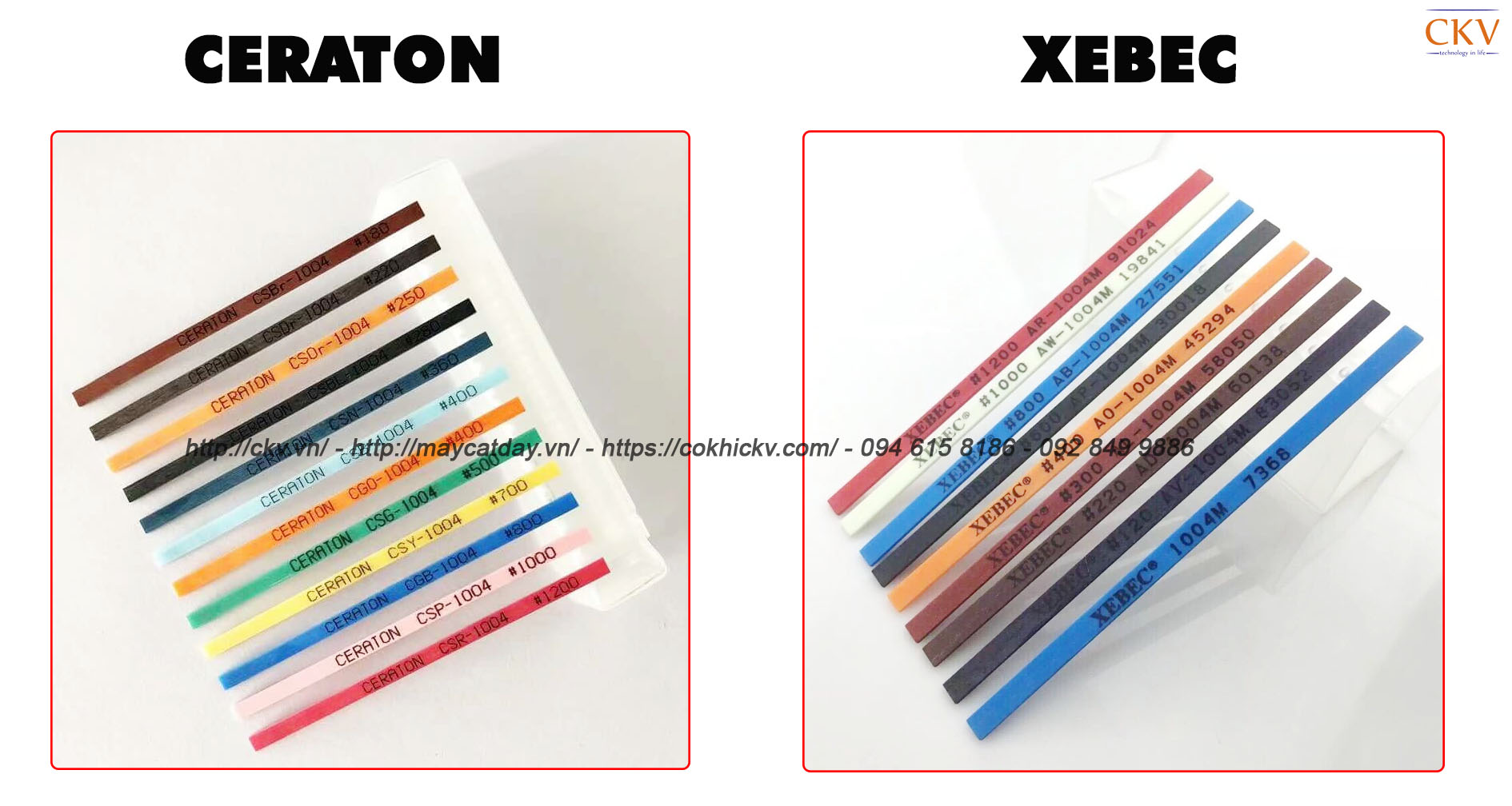 So dánh đá mài gốm Ceraton và đá mài Xebec ceramic