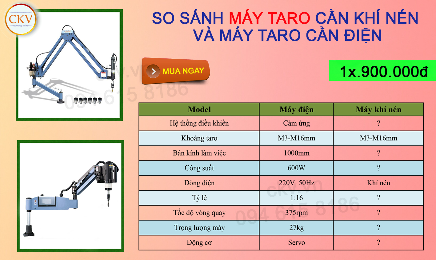 So sánh máy taro cần điện và máy taro khí nén