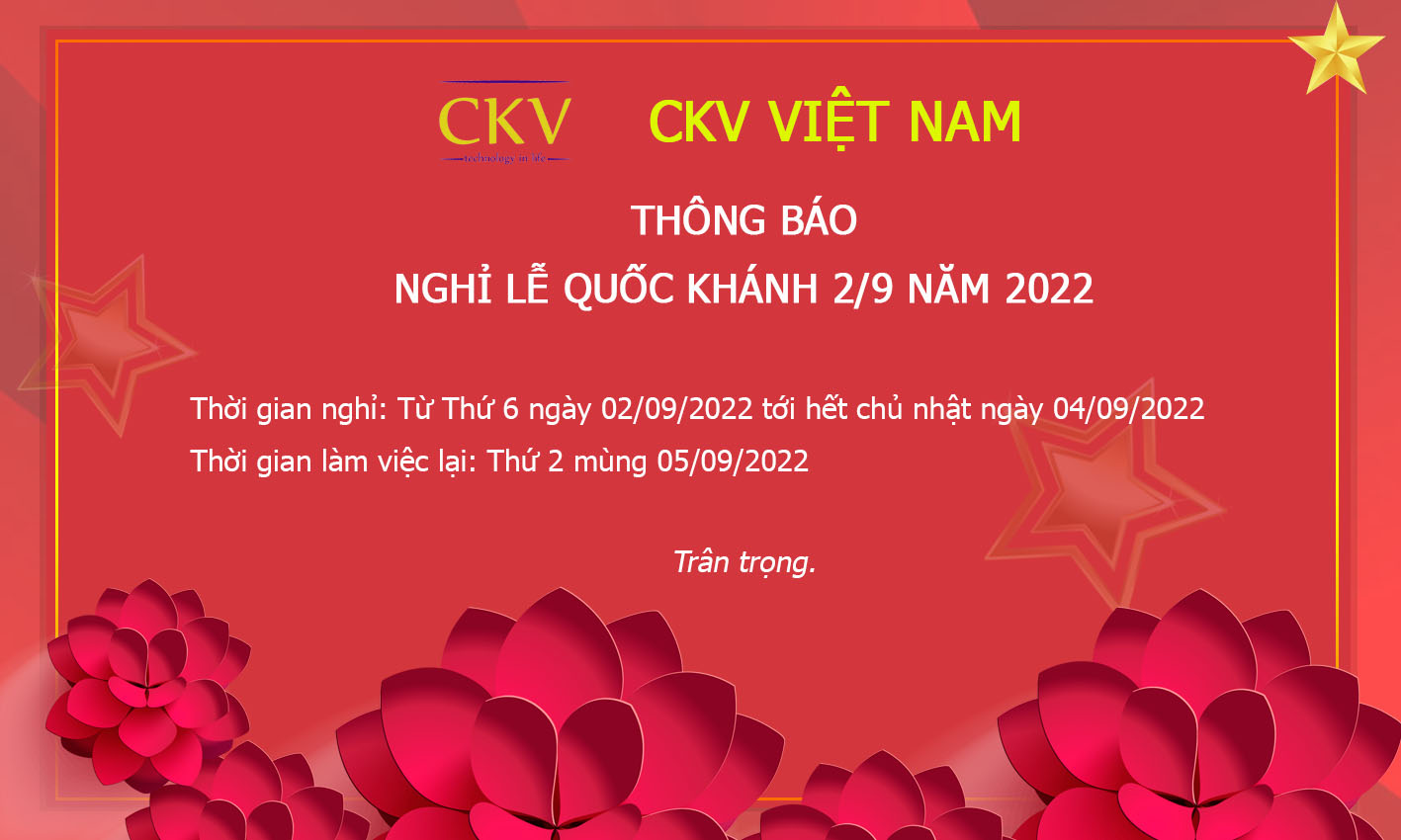 CKV Việt Nam thông báo nghỉ lễ Quốc khánh 2/9/2022