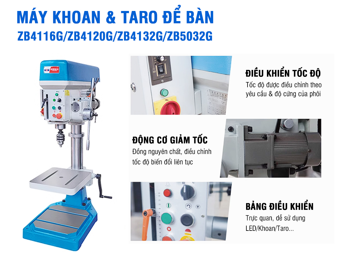 Máy khoan bàn & taro bán tự động ZB4116G
