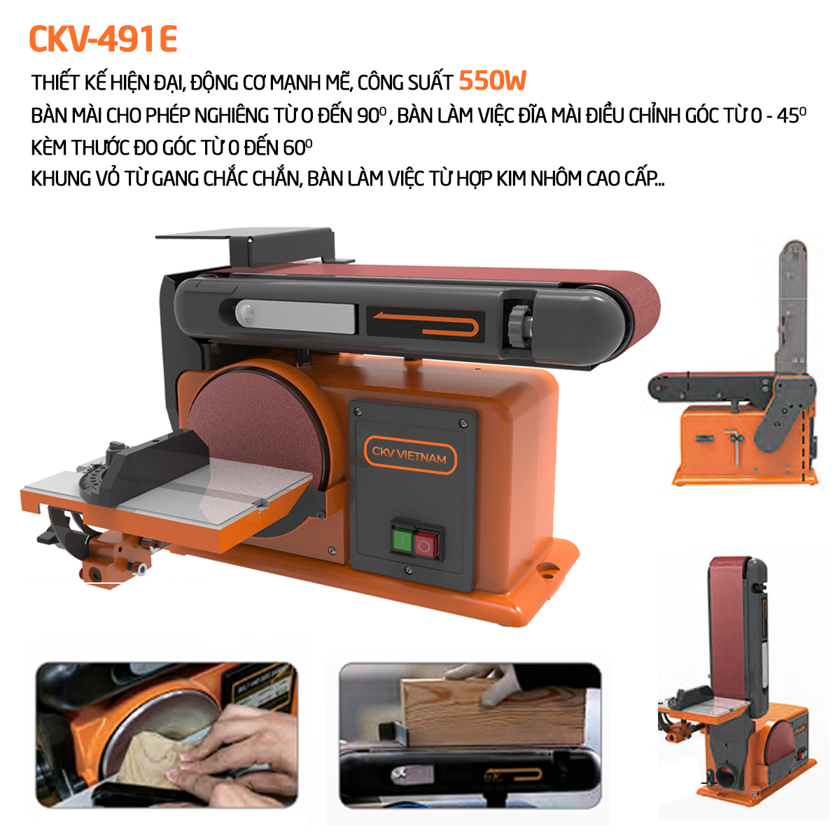 Ngoại quan của máy mài đai để bàn CKV-491E