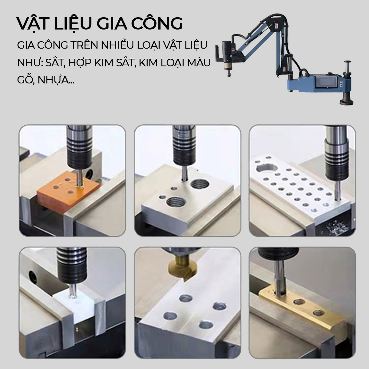 CKV-M16 ARM15 gia công trên nhiều loại vật liệu