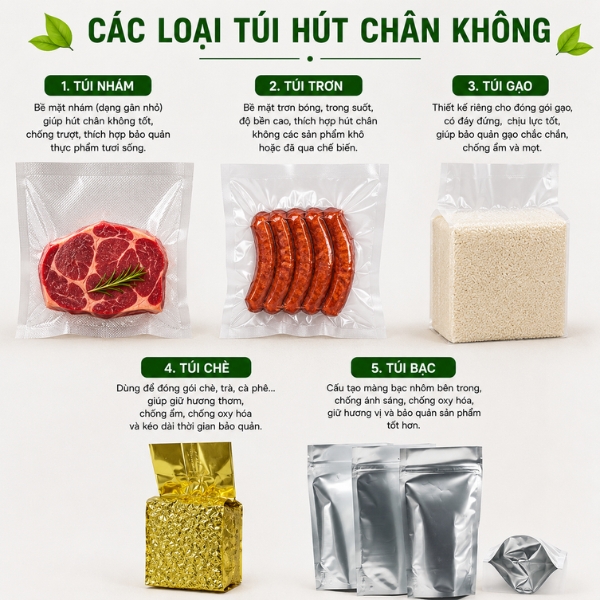 Các loại túi hút chân không