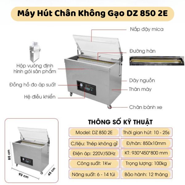 Máy hút chân không gạo DZ 850 2E