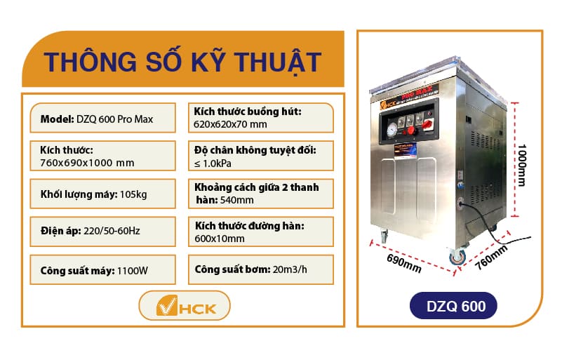 Máy hút chân không DZQ 600 Pro Max