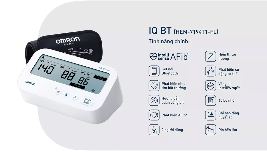 Máy đo huyết áp Omron phát hiện rung nhĩ