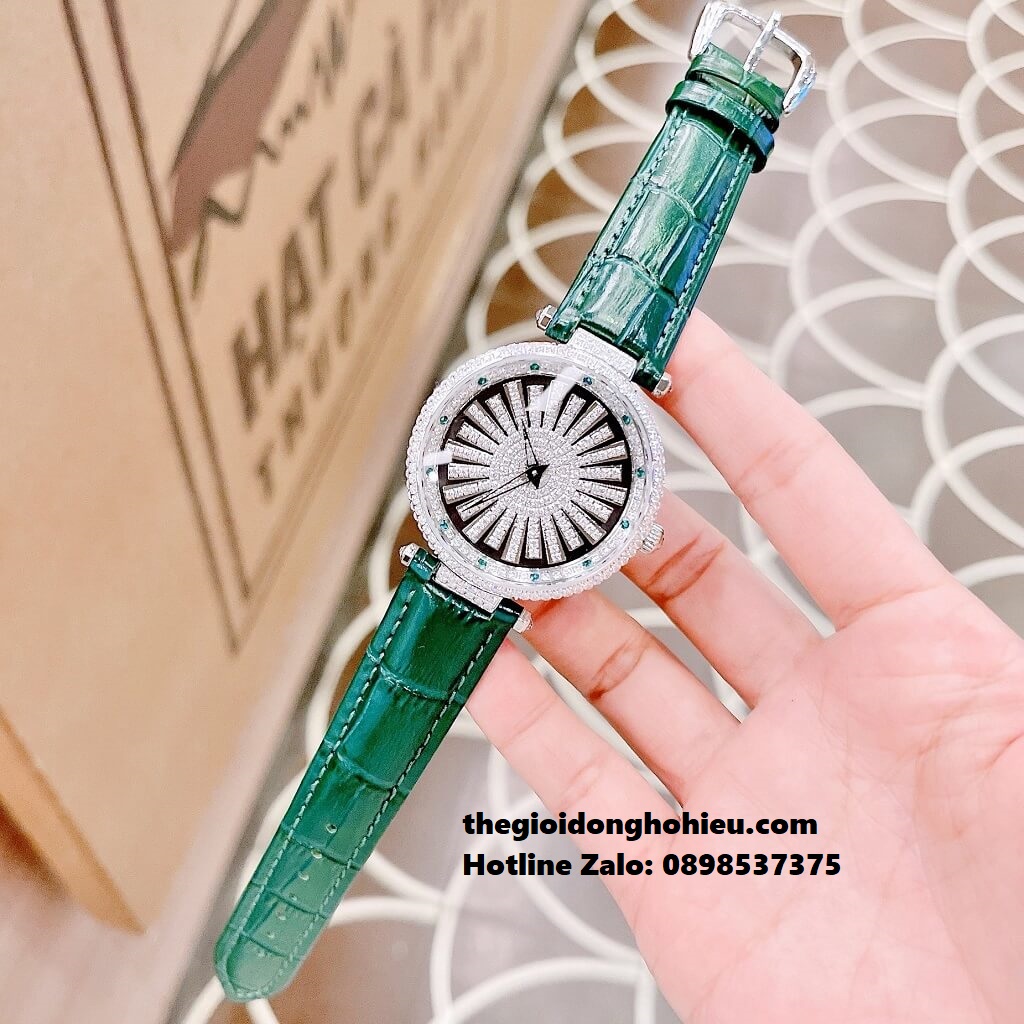 Đồng Hồ Nữ X-cer B0627 Dây Da Xanh Silver 35mm