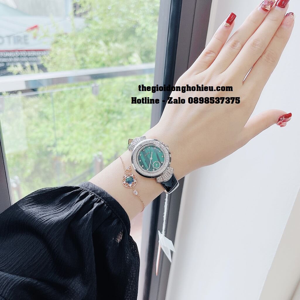 Đồng Hồ Nữ Davena 32008 Chính Hãng Dây Da Đen Vỏ Silver 32mm