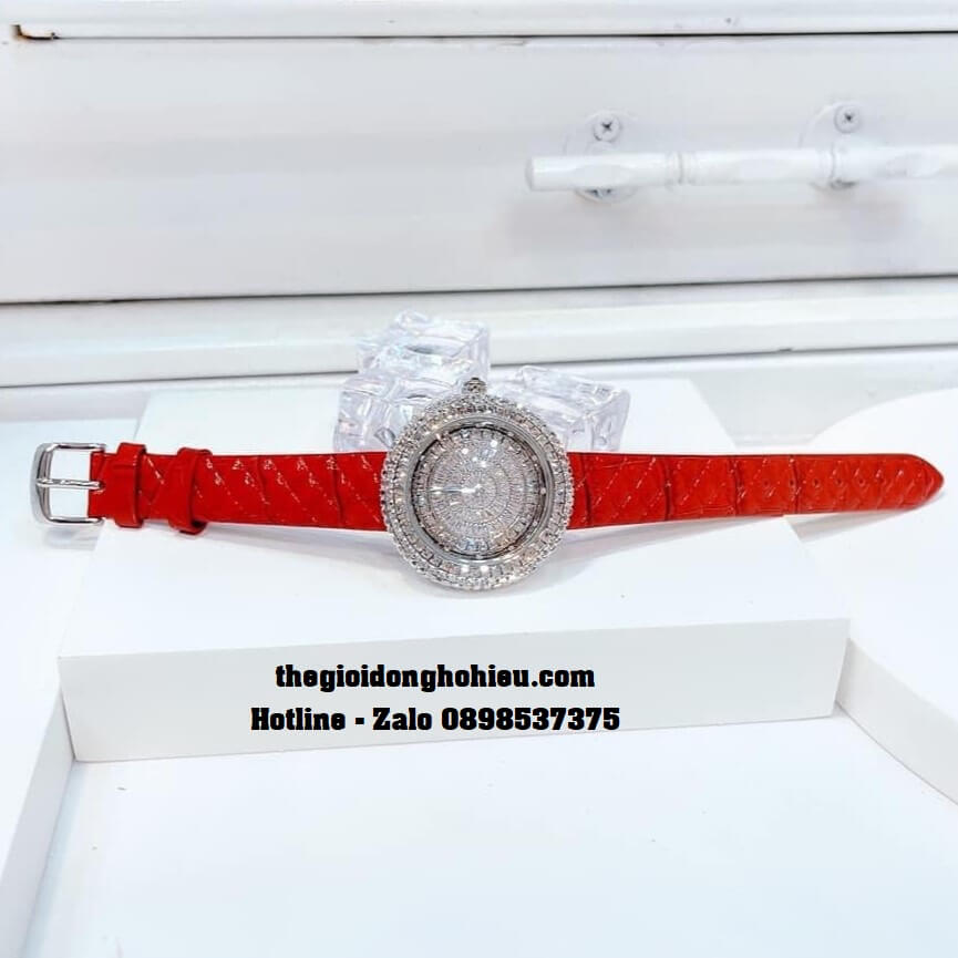 Đồng Hồ Nữ Davena 32091 Chính Hãng Dây Da Trám Đỏ Vỏ Silver 39mm