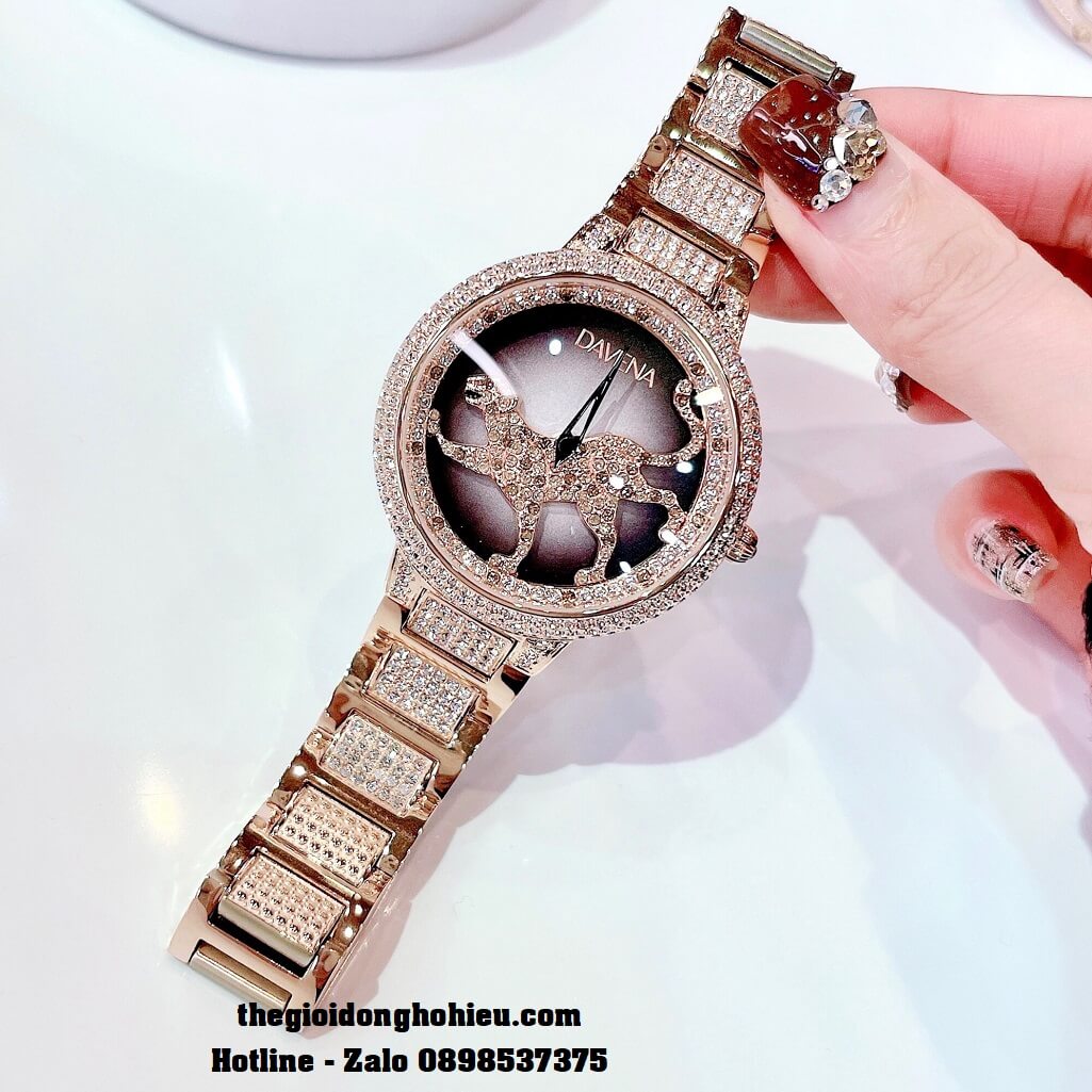 Đồng Hồ Nữ Davena 60089 Chính Hãng Mặt Báo Xoay Rose Gold 39mm