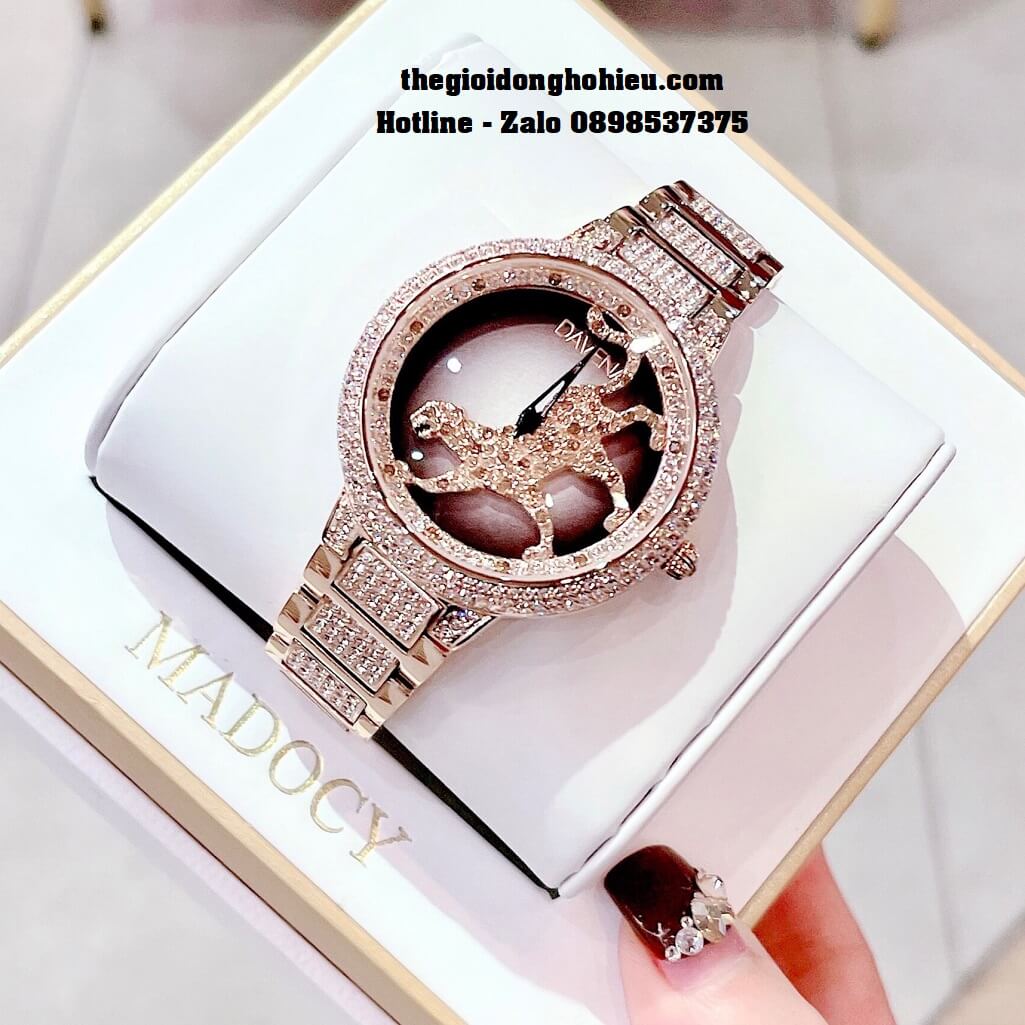 Đồng Hồ Nữ Davena 60089 Chính Hãng Mặt Báo Xoay Rose Gold 39mm