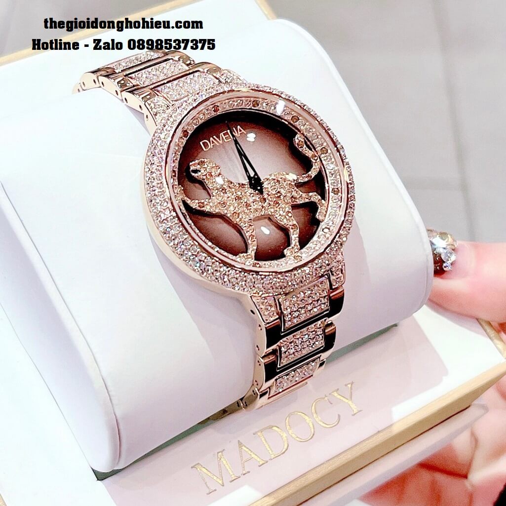 Đồng Hồ Nữ Davena 60089 Chính Hãng Mặt Báo Xoay Rose Gold 39mm