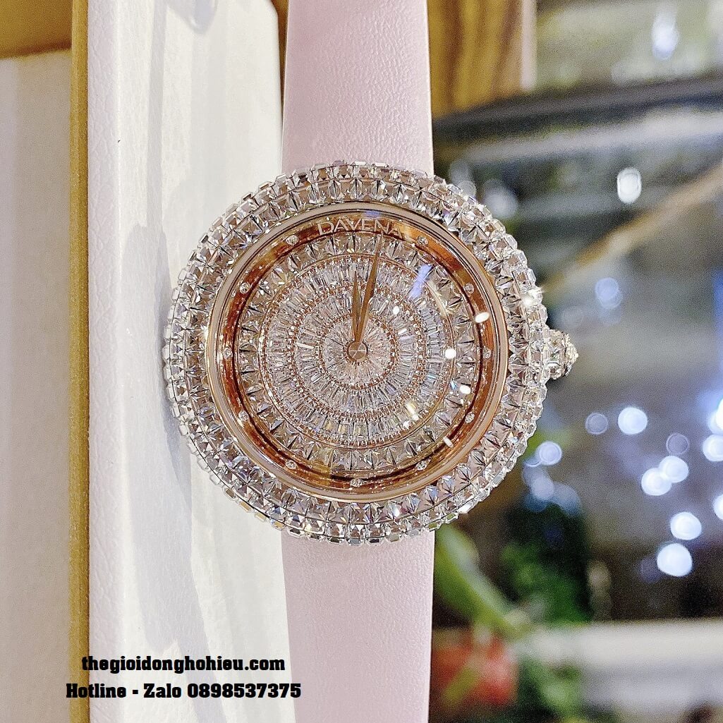 Đồng Hồ Nữ Davena 32091 Chính Hãng Dây Da Hồng Vỏ Rose 39mm