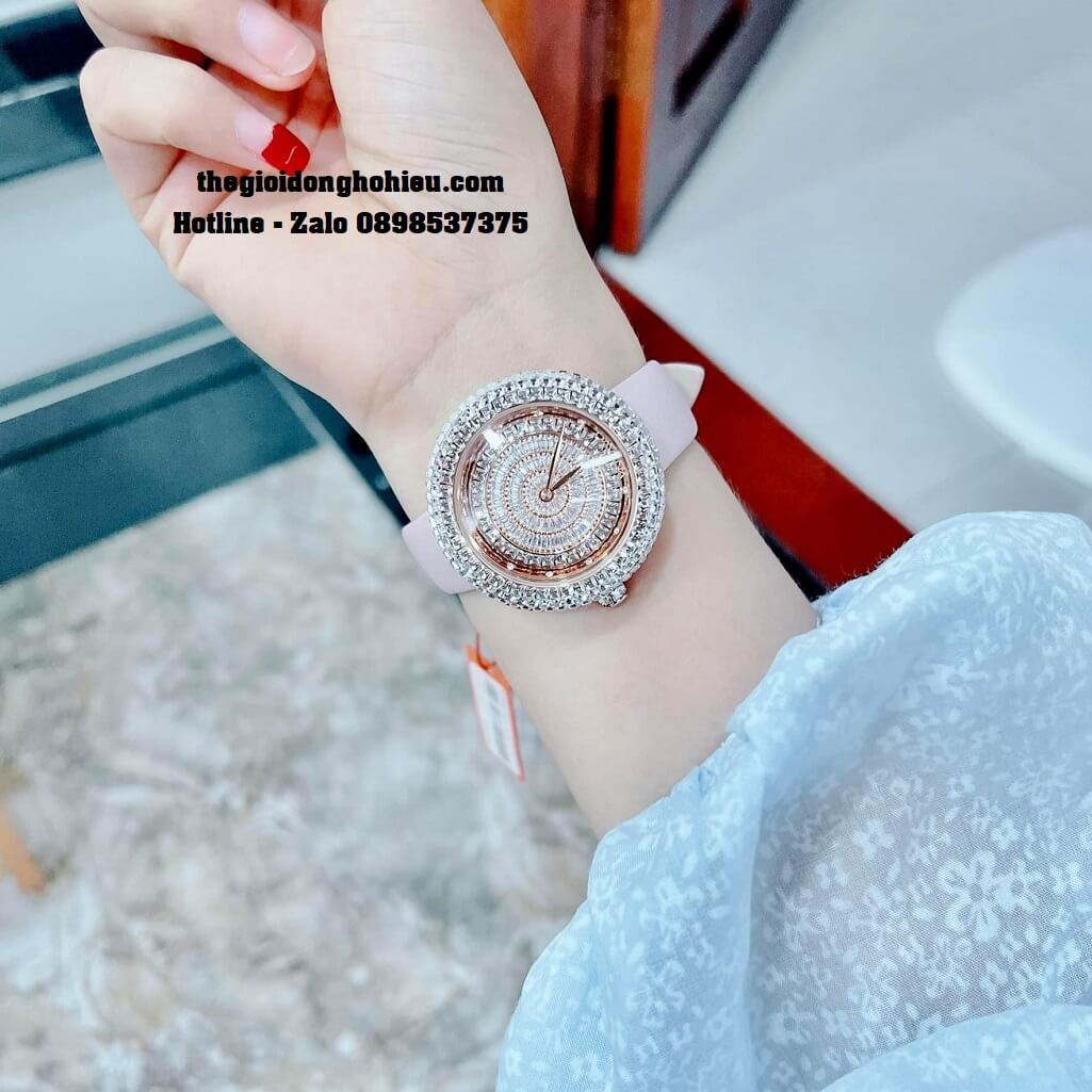 Đồng Hồ Nữ Davena 32091 Chính Hãng Dây Da Hồng Vỏ Rose 39mm