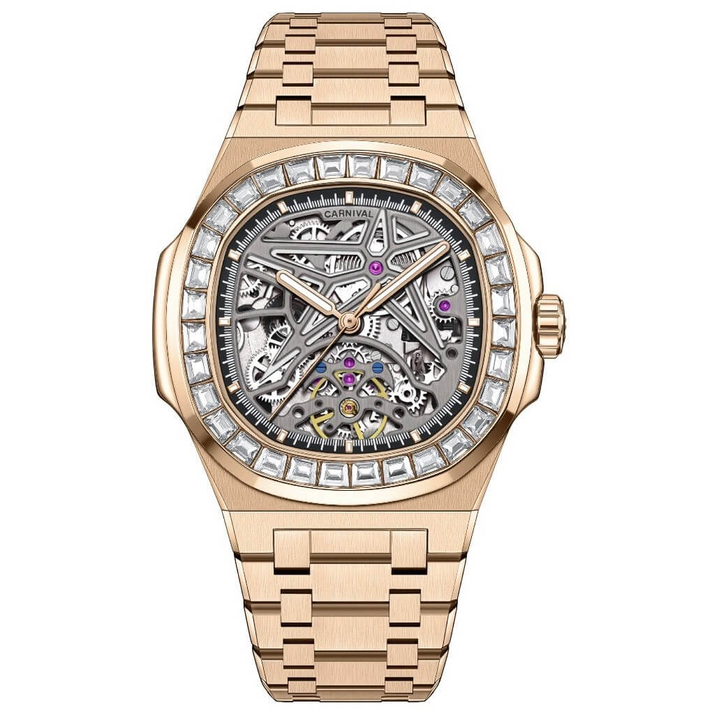 Đồng Hồ Nam Carnival 8118G2 Rose Gold 40mm Đính Đá