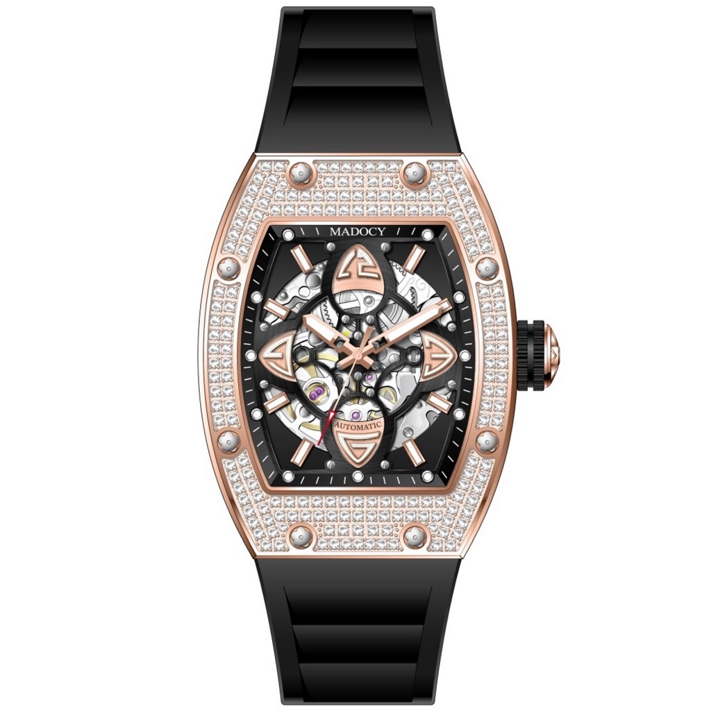 Đồng Hồ Nam Madocy M88169 Automatic Black Rose Gold 42mm