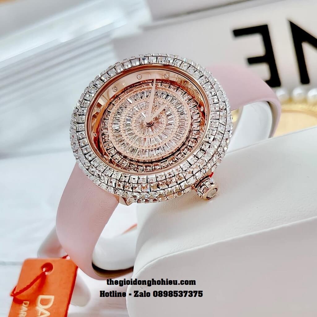 Đồng Hồ Nữ Davena 32091 Chính Hãng Dây Da Hồng Vỏ Rose 39mm